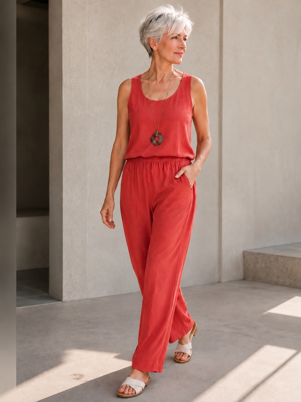 Linda Lundström Tencel Tank & Wide Leg Pants Set Size 12 Canada